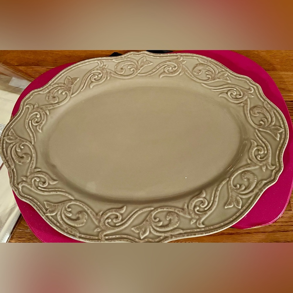 Chris Madden Corvella Collection, JCP Home 18" Khaki Oval Serving Platter